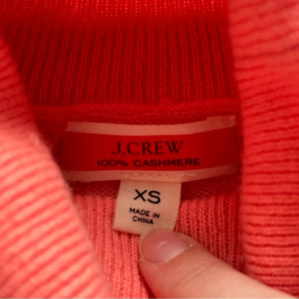 J. Crew 100% Cashmere Sweater Size XS Turtleneck Coral Bright Neon